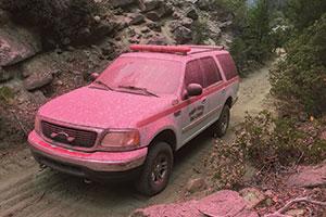 Never underestimate the length of the retardant drop or you may return to your vehicle with a new paint job. (Photo by author.)