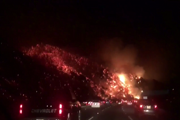 Wildfire Along California’s Sepulveda Pass, 405 Freeway